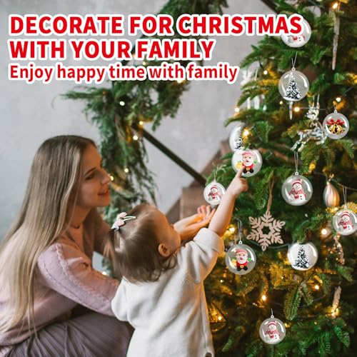50 Pcs Clear Fillable Christmas Ornaments - 5 Sizes DIY Transparent Decoration Balls