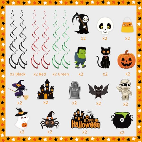Halloween Hanging Swirl Decorations 36 Pcs Ceiling Streamers Ghost Pumpkin Witch