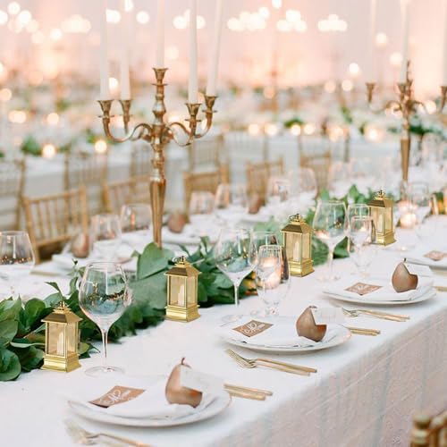 24 Pack Gold Mini Lanterns Decorative Indoor for Wedding & Events - Plain