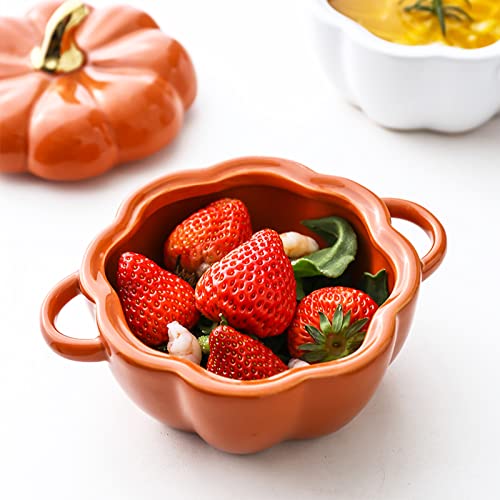 Orange Pumpkin Dutch Oven Pot with Lid - Ceramic Casserole & Baking Dish