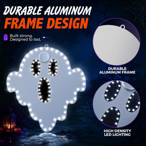 Halloween Ghost String Lights - 3 Pack Twinkling LED Silhouettes with Aluminum Frame - Indoor Outdoor Decorations - Variation of Ghosts