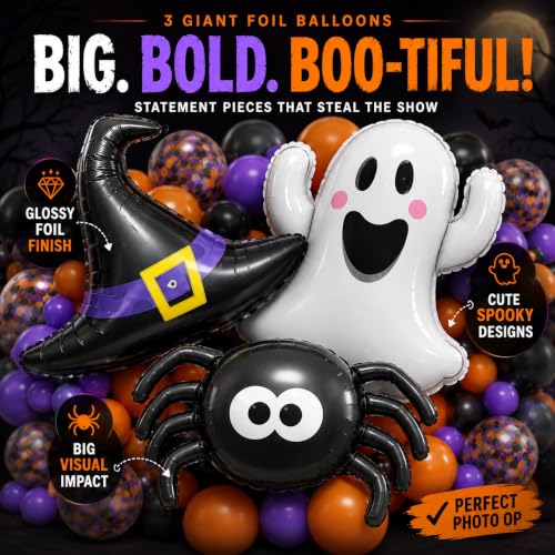 Halloween Balloon Garland Arch Kit with 156pcs Spooky Decorations