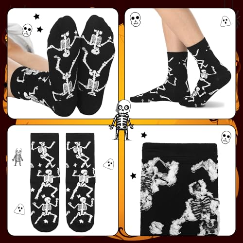 Halloween Spooky Gothic Gift Set with Skeleton Glass Cup Makeup Bag Socks & Gift Box - Gothic Halloween Decor