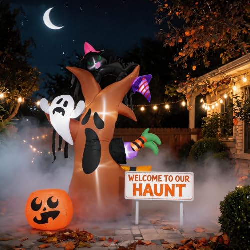 8FT Halloween Inflatable Tree Decoration with LED Lights Outdoor Yard Display