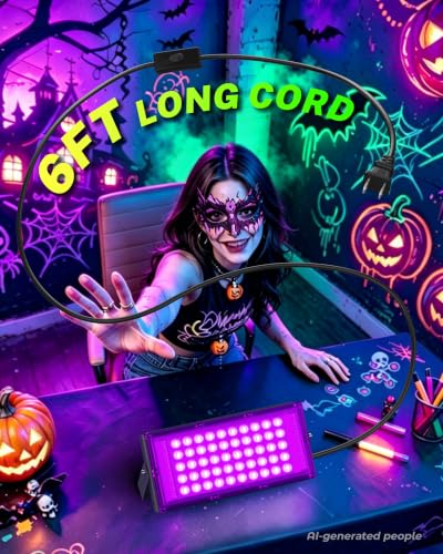4 Pack 50W LED Black Light Floodlights Waterproof for Glow Party Halloween - Variation 4