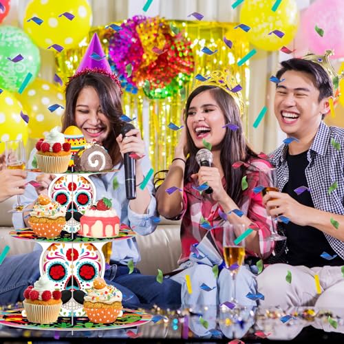 3-Tier Day of the Dead Cake Stand for Mexican Fiesta Decor