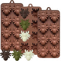 Halloween Chocolate & Candy Mold Set - Spider & Bat Silicone Molds, Brown Variation
