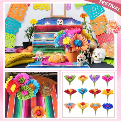 YooNotee 24 Pcs Mexican Fiesta Decorations Clay Pot Centerpieces - Vibrant Colors