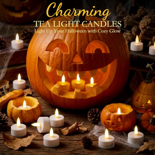 Rechargeable Tea Lights Candles with Remote & Charging Base - White 6-Pack