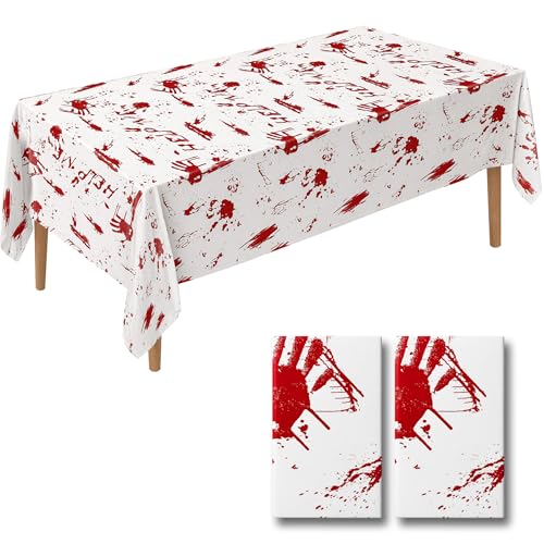 Bloody Handprint Tablecloth 54x108 Inches - Halloween Horror Party Cover - Handprints Variation