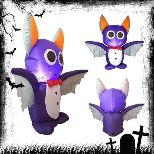 3.9FT Purple Bat Inflatable Halloween Decor with LED Lights Indoor Outdoor Yard