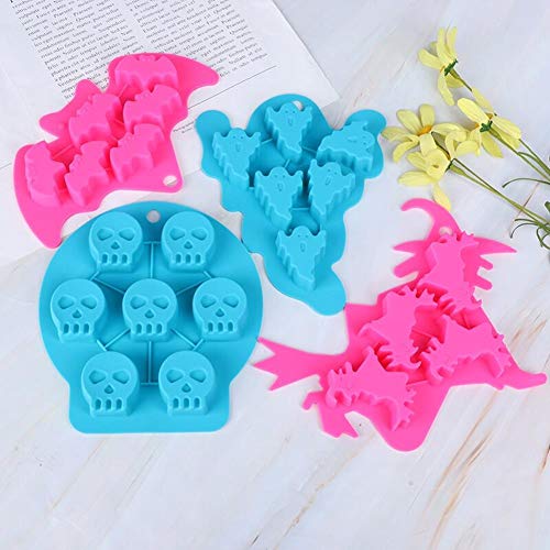 Halloween Silicone Candy Mold Set - Ghost & Skeleton Shapes, 13 Cavities