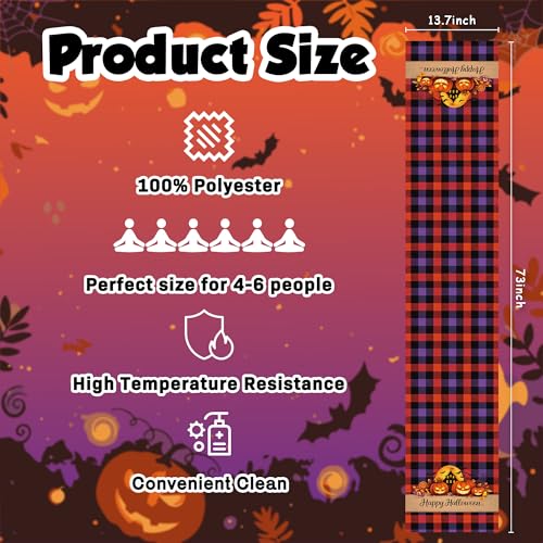 Halloween Checkered Table Runner with Spooky Design - Fall Kitchen Decor - Halloween Party Favors - Variation: Halloween Plaid