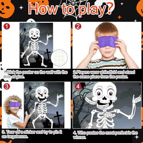 Halloween Pin The Teeth on The Skeleton Skull Game - Mr. Bones Variation
