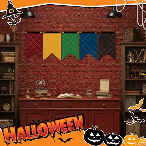 Wizarding House Banner Flags Set - 12x20 Inch Halloween & Party Decor