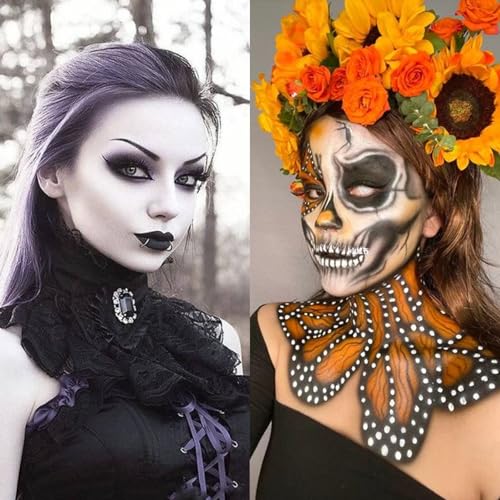 Black and White Face and Body Paint Set for Halloween Skeleton Makeup, SFX & Cosplay