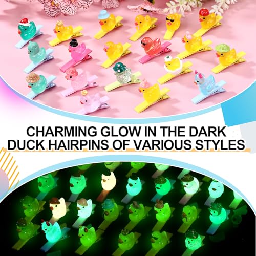 Glow-in-the-Dark Duck Hair Clips - 30 Assorted Styles for Raves & Festivals