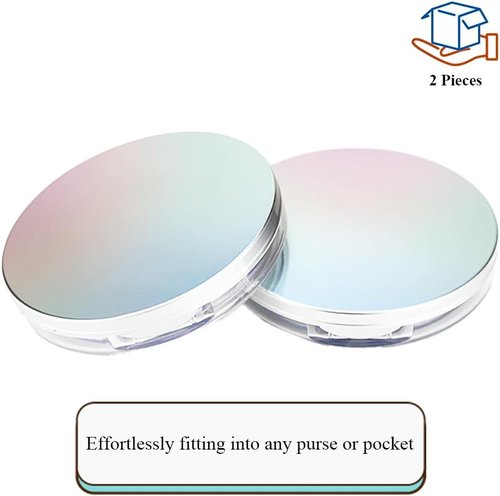 HAHIYO Travel Makeup Case - Refillable Cosmetic Jar with Holographic Lid & Mirror | 2Pcs 5ml/0.2oz