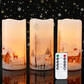 Homemory Christmas Flameless Candles with Remote - House, Santa Claus, Elk