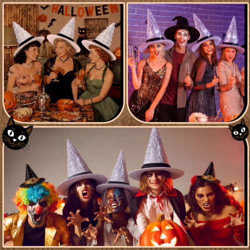 Halloween Witch Hat Decorations - 2 Pcs Silver Costume Party Accessories