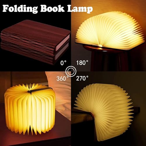 Wooden Book Lamp with 5-Color Lighting - Folding Book Light for Book Lovers Gifts