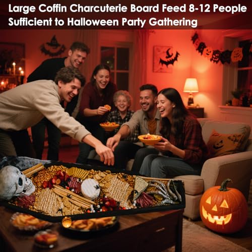 Raised Edge Halloween Coffin Charcuterie Board - 32in Large Skeleton Serving Tray
