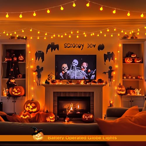 Halloween String Lights 100 LED Globe Orange Battery Operated - Variation of THIS listing