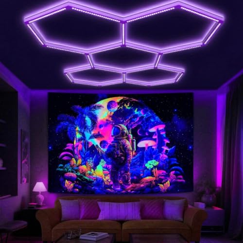 LED Hexagon Blacklights UV Black Lights Fixture for Party 5 Grids - Hex