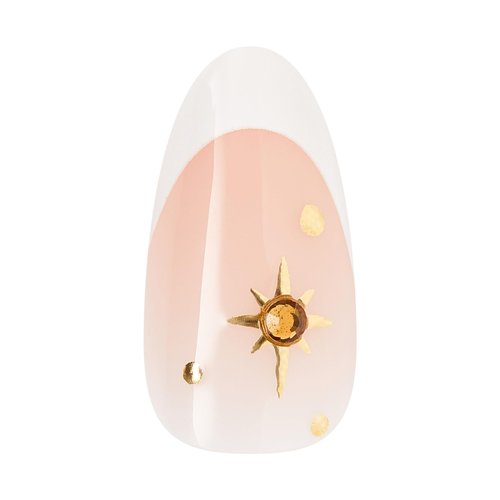 KISS GLAM, Press On Nails, Nail glue included, 'Zephyr', White, Medium Size, Almond Shape, Includes 32 Nails, 2g Glue, 1 Manicure Stick, 1 Mini File