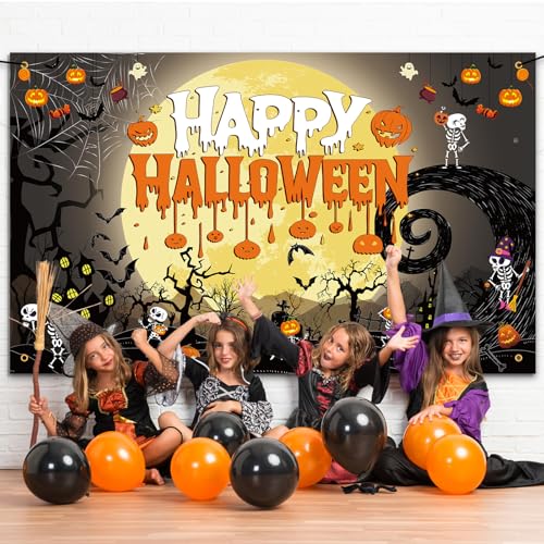Halloween Party Banner - 70.8 x 43.3 Inch Spooky Decorations Backdrop