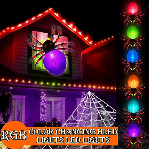 3.5FT Inflatable Halloween Spider Decor with Color Changing LED Lights