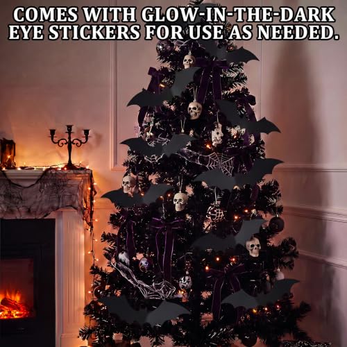 Halloween Bat Wall Decals - 60pcs 3D Black Bat Stickers for Spooky Decor