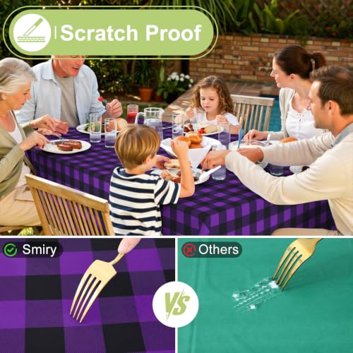 Halloween Vinyl Tablecloth 60x102 Inches with Flannel Backing - Black & Purple
