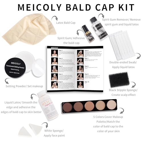 Bald Cap Kit for SFX Makeup, Halloween, Cosplay & Performance – All-in-One Costume Set