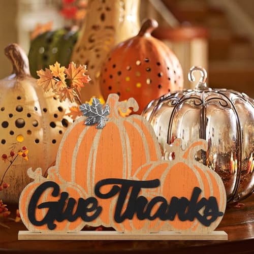 Double-Sided Pumpkin Thanksgiving Table Decor - Indoor Fall & Halloween Ornament