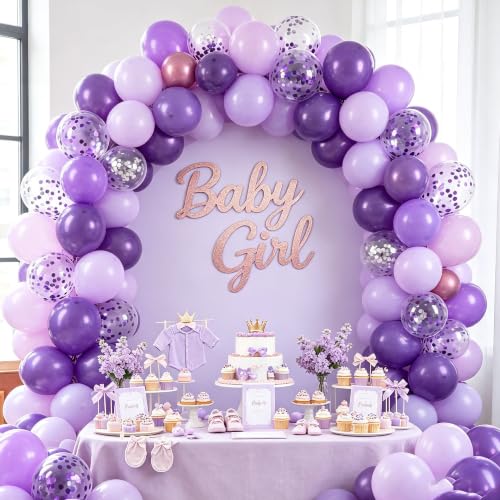 Dark Purple Balloons 50 Pack - 12 Inch Metallic & Latex Party Decor