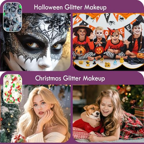 Black & White Body Glitter Gel - 2PCS Halloween Face & Body Makeup Glitter