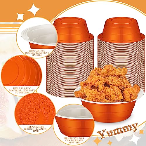 Disposable Plastic Salad & Dessert Bowls - 23 oz Orange, Pack of 50