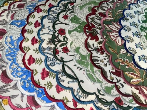 Pack of 4 15-Inch Round Cotton Placemat Sets - Assorted Floral Designs