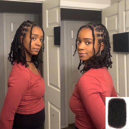Style Icon 1 Bundle Afro Kinkys Bulk Human Hair (14", Natural Black) - Afro Twist Braids - Curly Extensions - Dreadlocks - Loc Braiding Hair