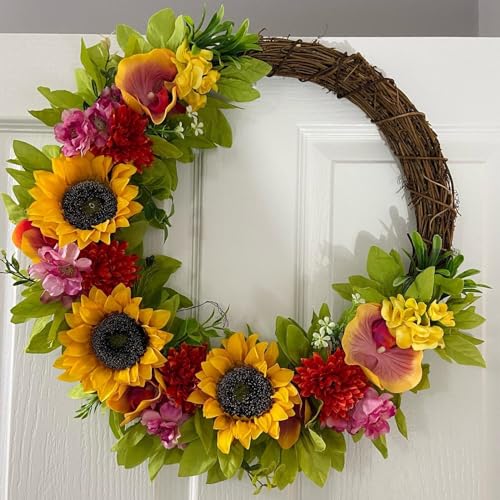 Fall Sunflower Artificial Flowers Set Burgundy Roses Bouquets for Wedding & Home Decor - Fall Fake Flowers