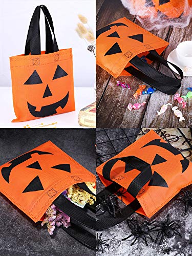 24-Pack Halloween Pumpkin Tote Bags 12 Inch Jack O Lantern Gift Bags for Party & Trick-or-Treating