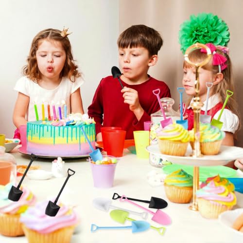 Colorful Mini Shovel Spoons - Disposable Plastic Dessert Utensils, 60 Pack