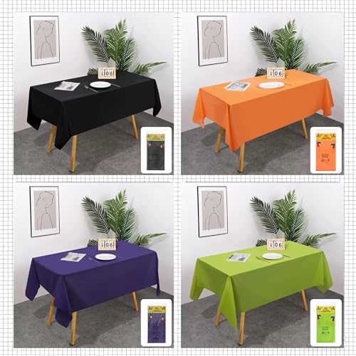 Halloween Plastic Tablecloths 54x108 Inch Disposable Rectangle Cover Set - Orange, Black, Purple, Green