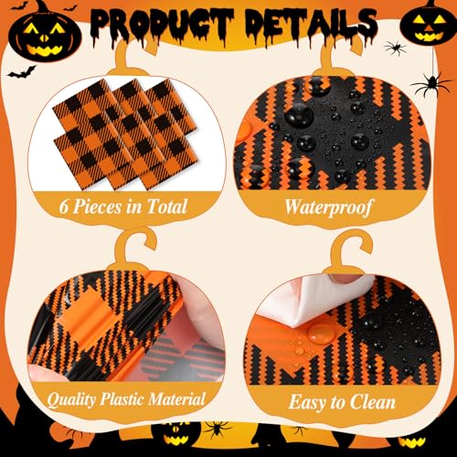 Buffalo Plaid Fall Table Runners 14x108 Inches Set of 6 - Plastic Halloween Decor