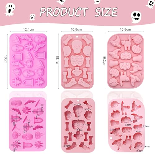 Pink Halloween Silicone Molds 3-Pack for Baking Candy & Cake Decorating