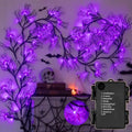 Purple Bat Halloween Vine Lights - 9 Ft, 8 Modes, Timer, Waterproof Indoor Outdoor Decor