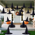 Halloween Witch Hats Hanging Decor Set - 24 Black Flame-Retardant Costumes