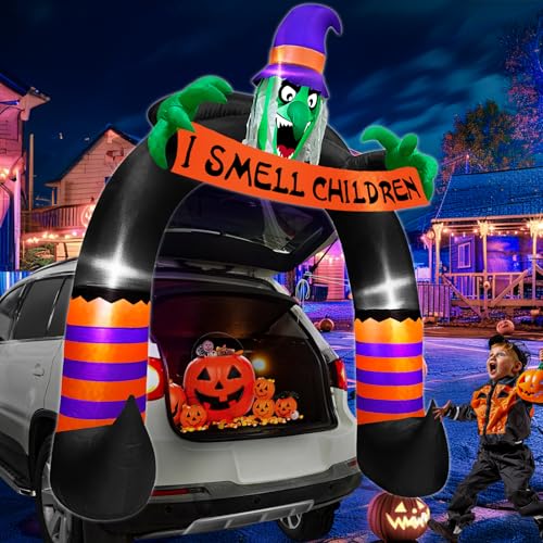 Halloween Inflatable Car Decoration Witch Arch with LED Lights & Banner