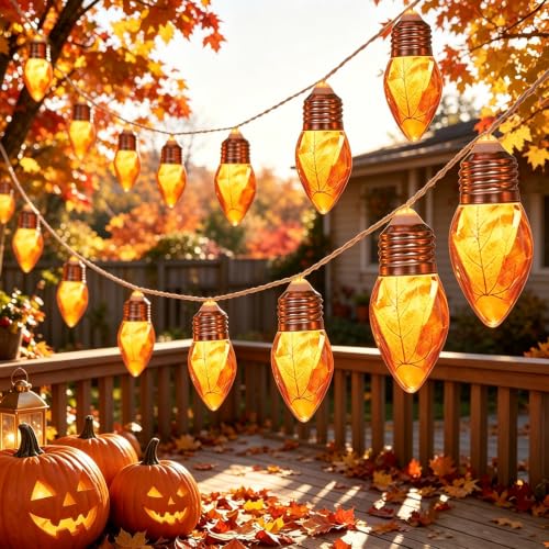 Fall Maple Leaf String Lights 8.2FT 10 LED Battery-Powered Decor - Variation 1
